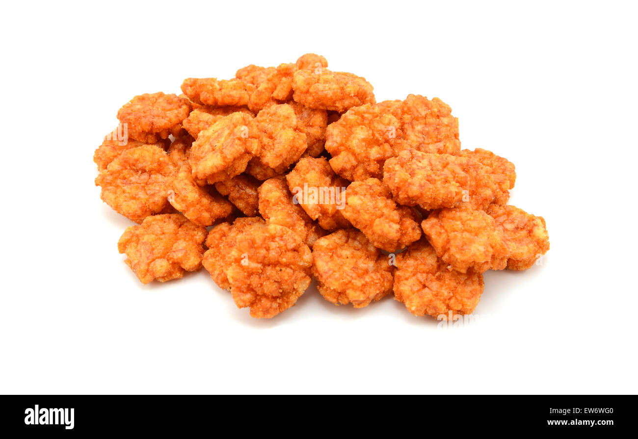 Spicy chilli rice crackers, isolated on a white background Stock Photo
