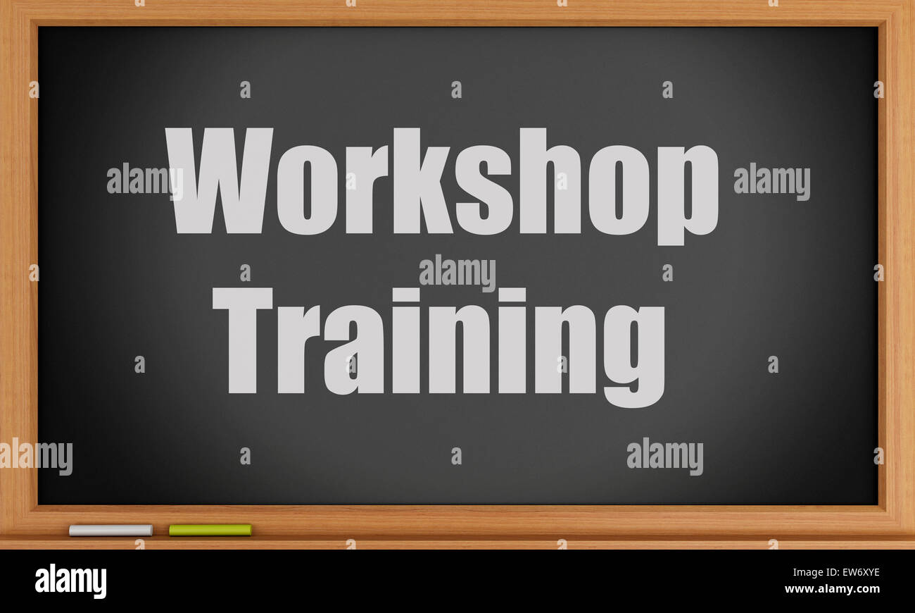 3d image. Workshop Training on blackboard background. Education concept