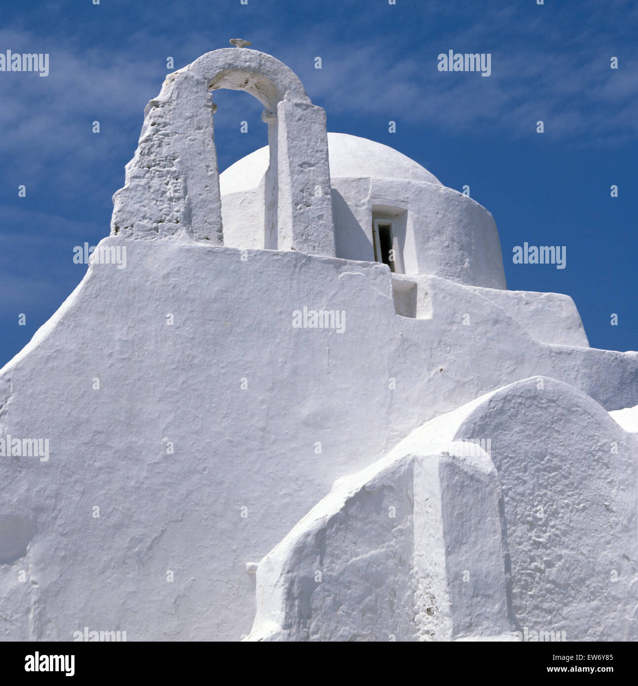 Traditional white washed building in Greece Stock Photo