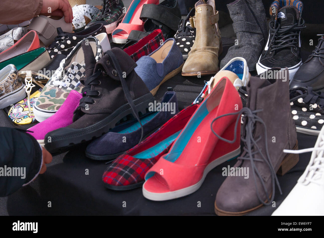 Shoe sale on the streets Stock Photo Alamy