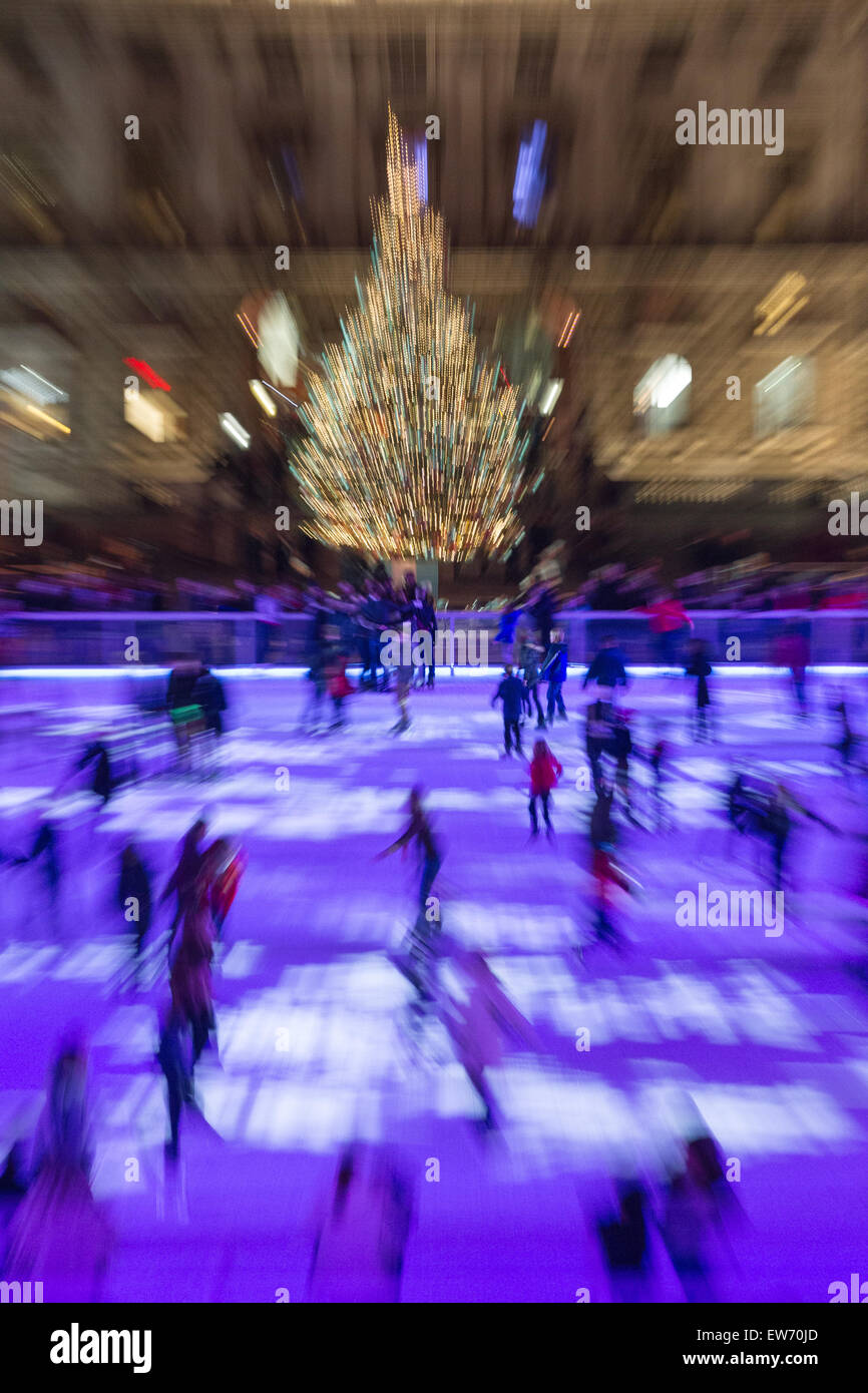 Skaters on the ice rink at Somerset House in London, lit at night Stock ...