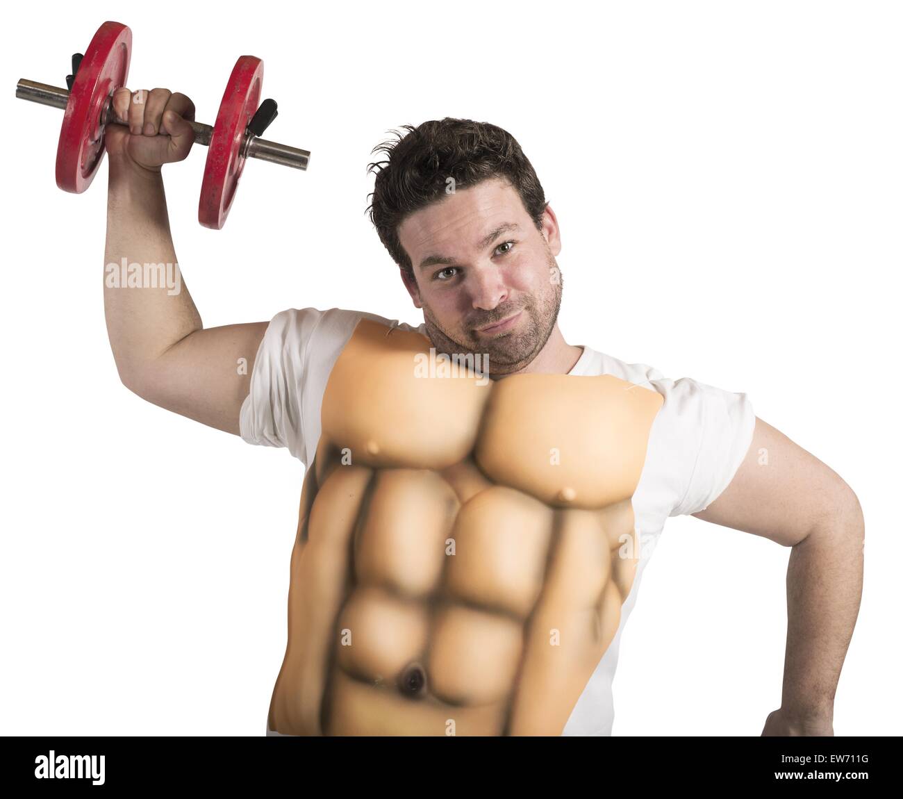 Fat man with abs Stock Photo