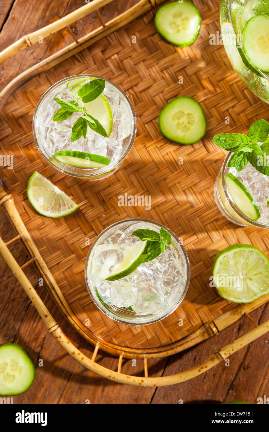 Refreshing Ice Water with Lime Cucumber and Mint Stock Photo - Alamy
