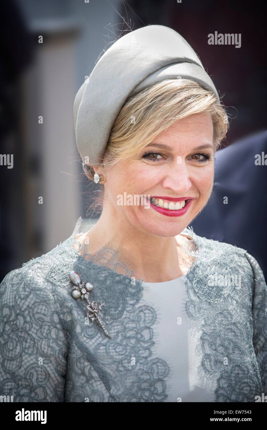 Queen Maxima during the official celebration as part of the bicentennial celebrations for the Battle of Waterloo, Belgium 18 June 2015. On 19 and 20 June 2015, some 5000 re-enactors, 300 horses and 100 canons will reconstruct the legendary battle in which the Duke of Wellington won a definitive victory over French emperor Napoleon Bonaparte. Photo: Patrick van Katwijk/ POINT DE VUE OUT - NO WIRE SERVICE - Stock Photo