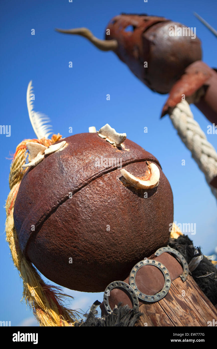 Rusty and weathered statues made with recycled materials Stock Photo