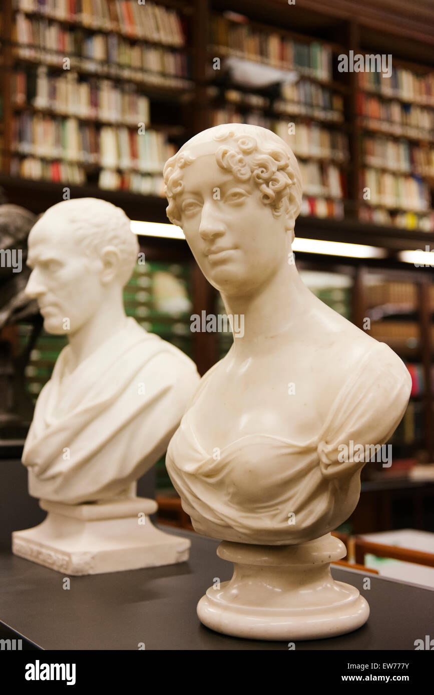 Busts of notable Scots in the library of the Scottish National Portrait Gallery. Stock Photo