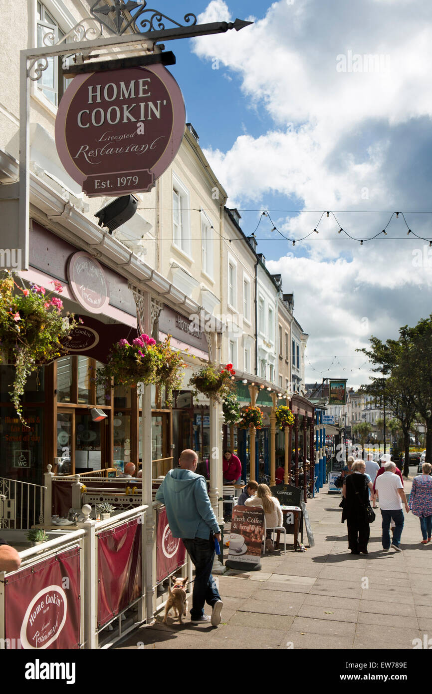 UK, Wales, Conwy, Llandudno, Upper Mostyn Street, shops and cafes Stock