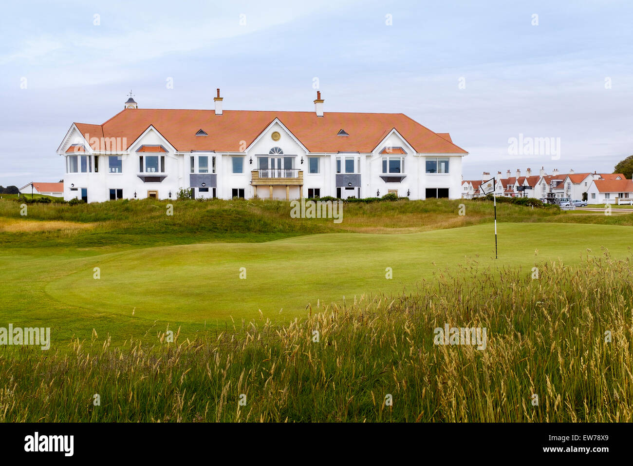 Trump Turnberry Golf clubhouse overlooking the 18th green on the Ailsa Championship course, Turnberry, Ayrshire, Scotland, UK Stock Photo