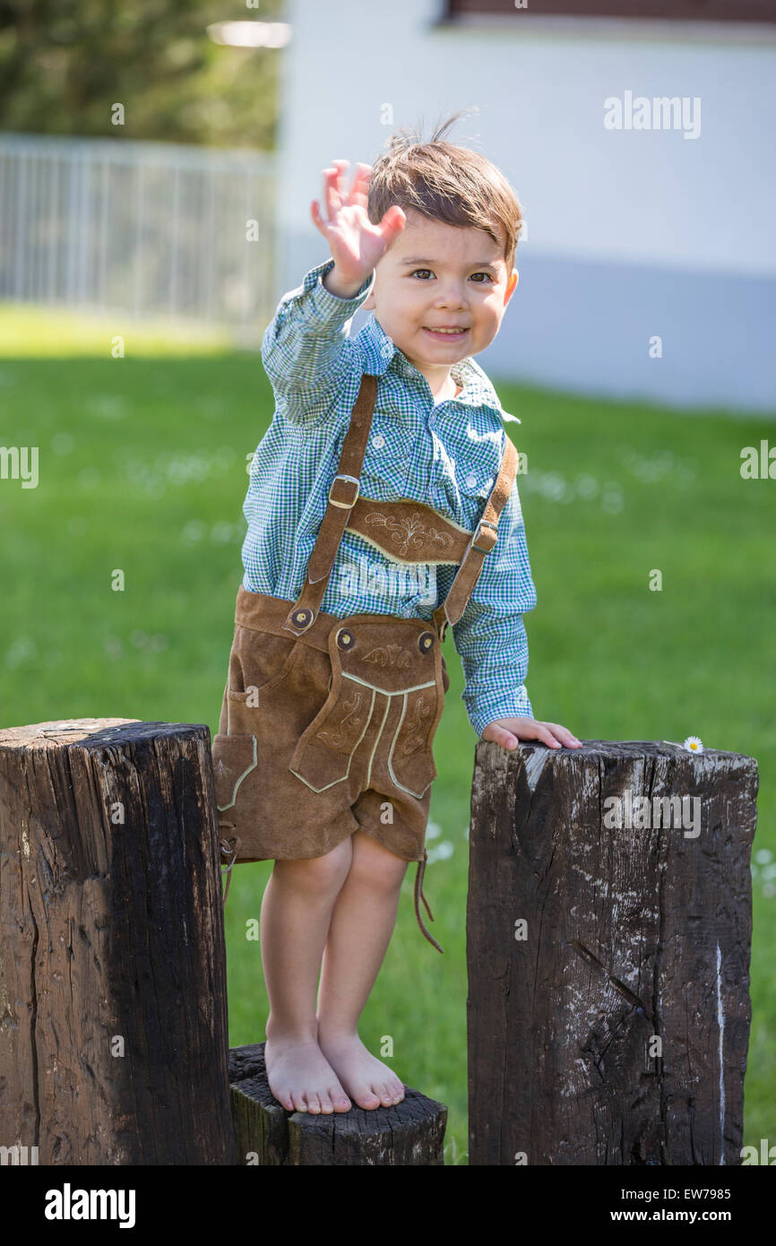 Little boy with leather pants Stock Photo Alamy