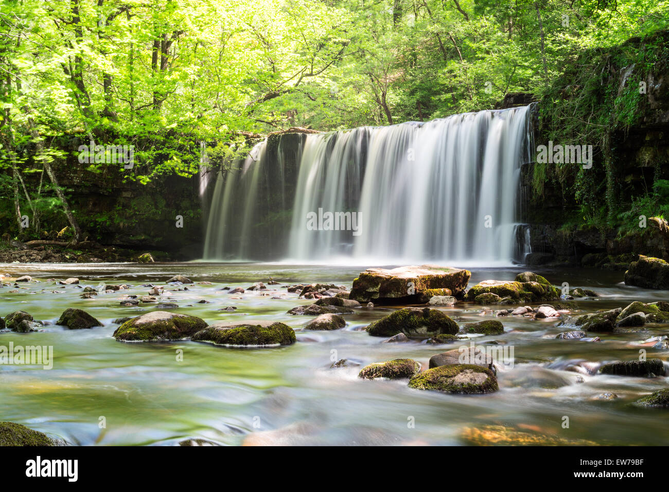 Sgwd Ddwli Uchaf (Upper Gushing Falls) waterfall near Pontneddfechan, South Wales. Stock Photo