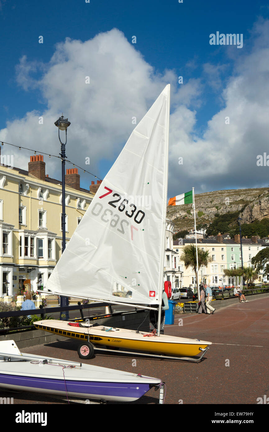 UK, Wales, Conwy, Llandudno, promenade, Laser class one person sailing boats being prepared Stock Photo