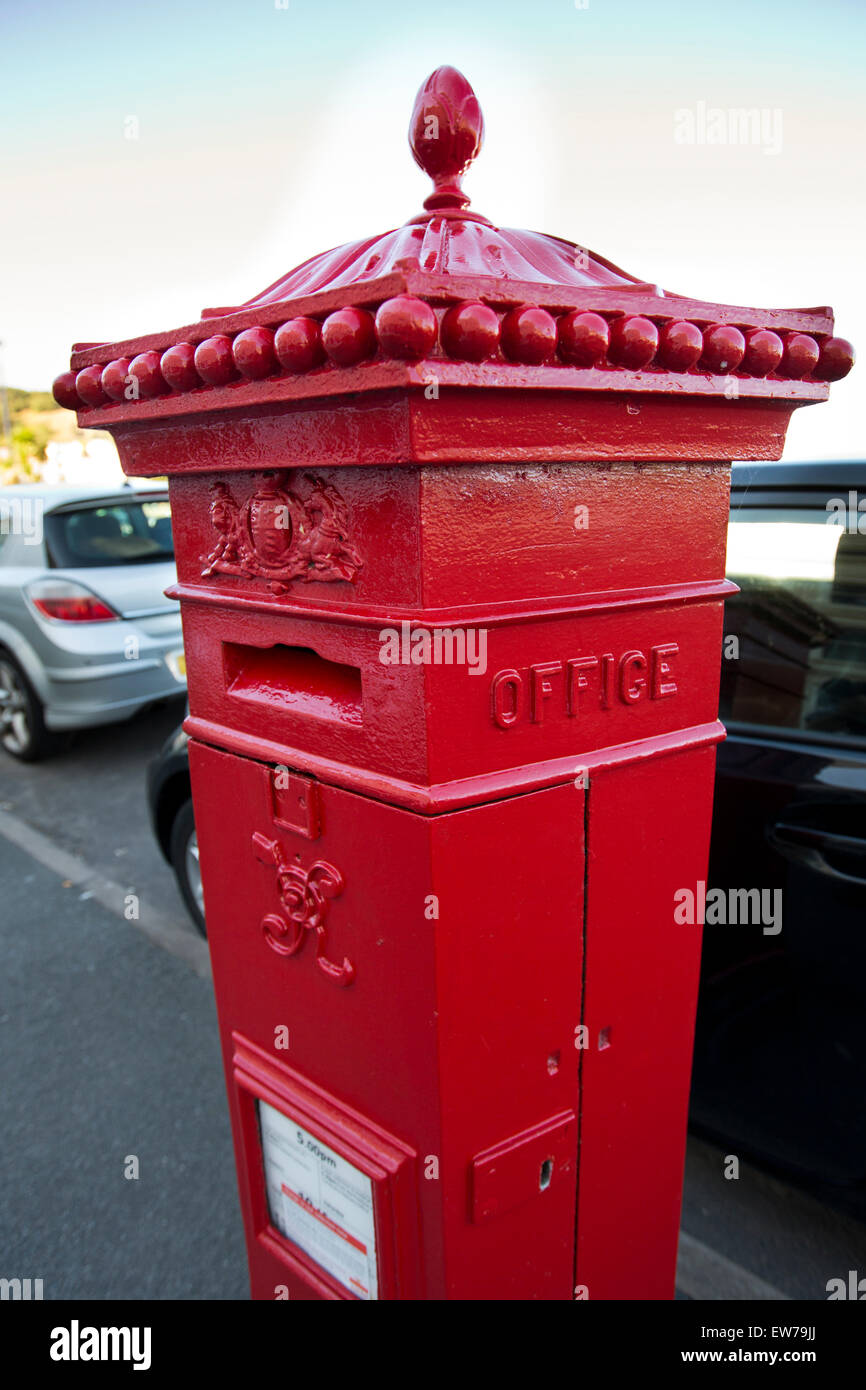 UK, Wales, Conwy, Llandudno, Mostyn Crescent, Victorian penfold hexagonal postal pillar box Stock Photo