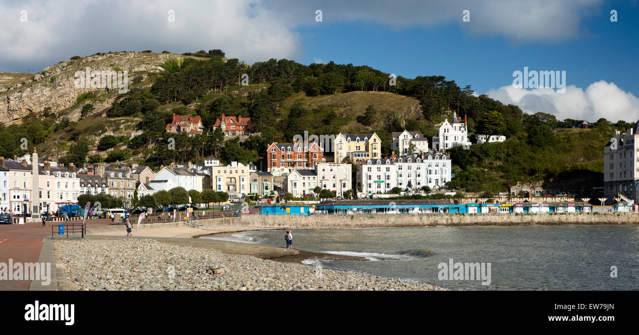 UK, Wales, Conwy, Llandudno, North Beach seafront and Great Orme, panoramic Stock Photo