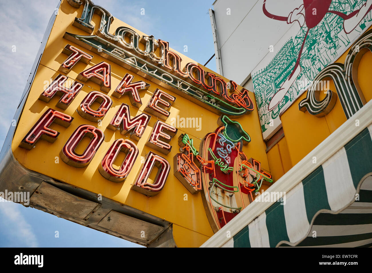 Nathan's Hot Dog Sign, Coney Island, Brooklyn, New York, USA Stock Photo