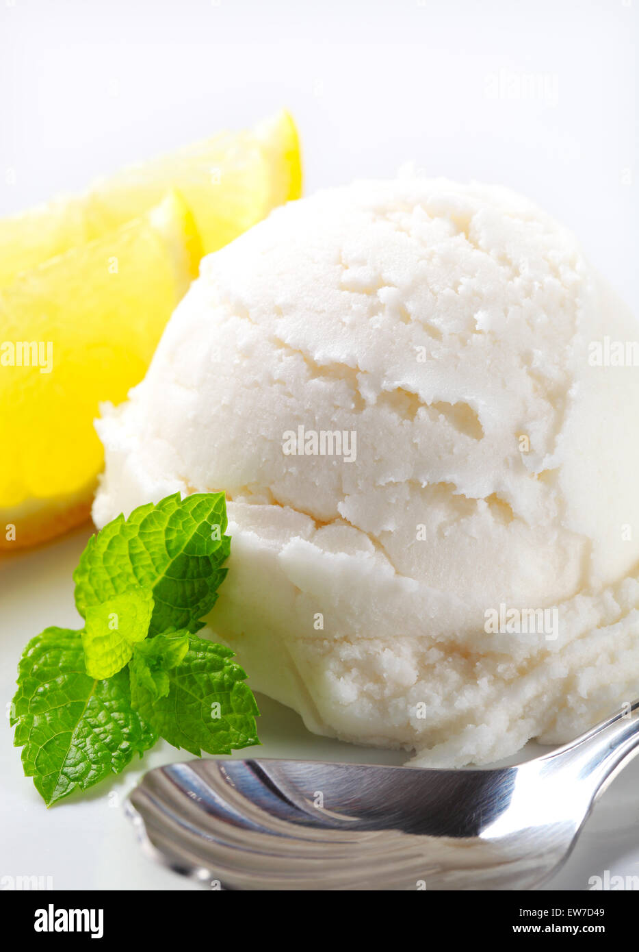 Scoop of lemon ice cream Stock Photo