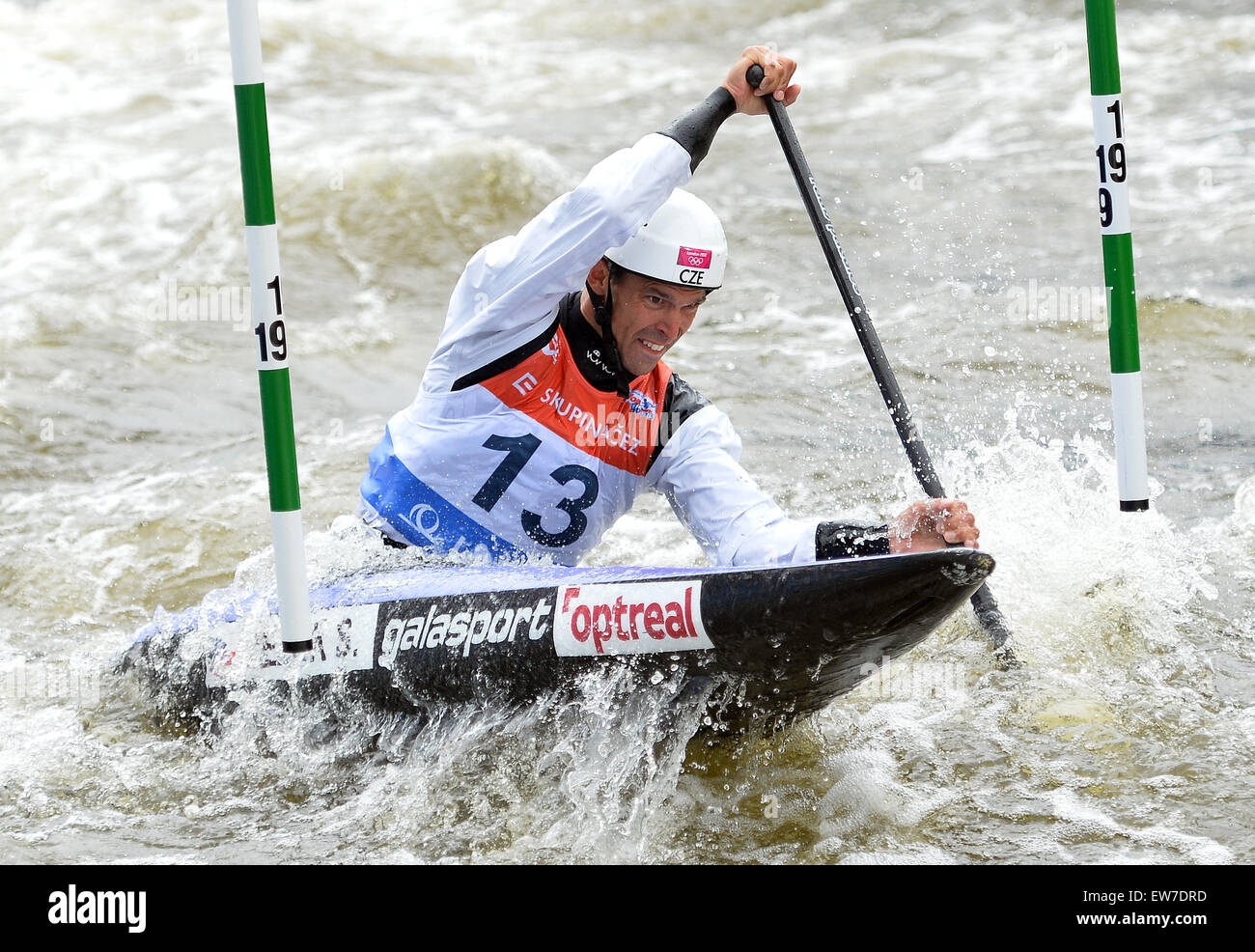 Stanislav Jezek of Czech Republic competes at the men´s C1
