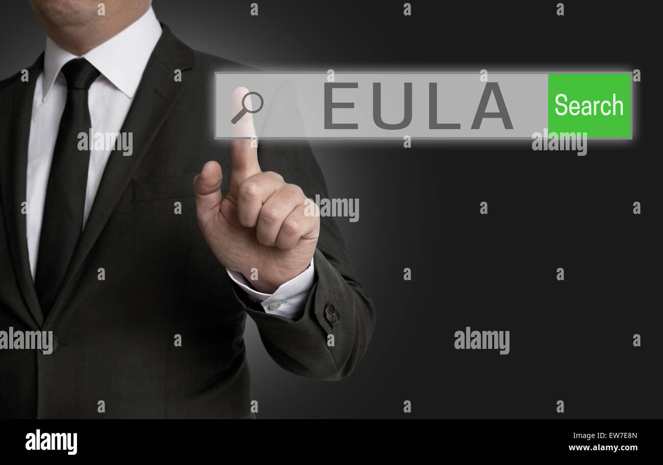 EULA internet browser is operated by businessman. Stock Photo