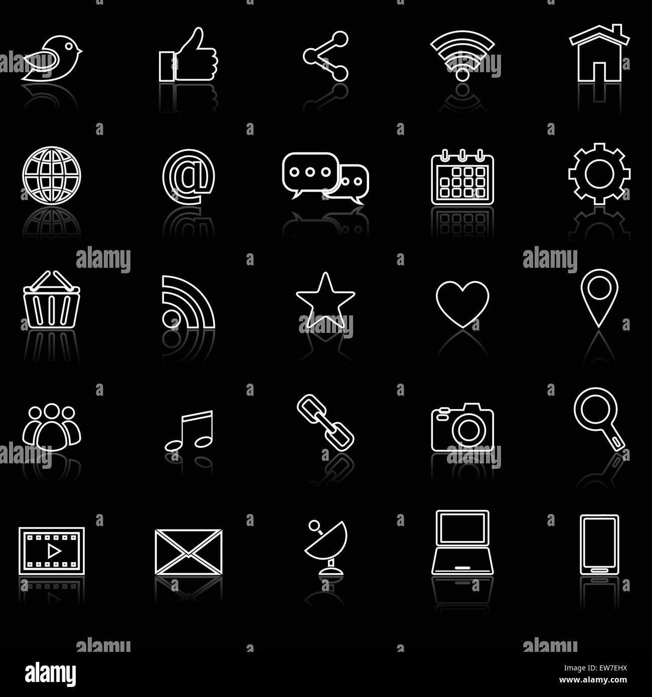 Social media icons with reflect on black background Stock Vector Images ...