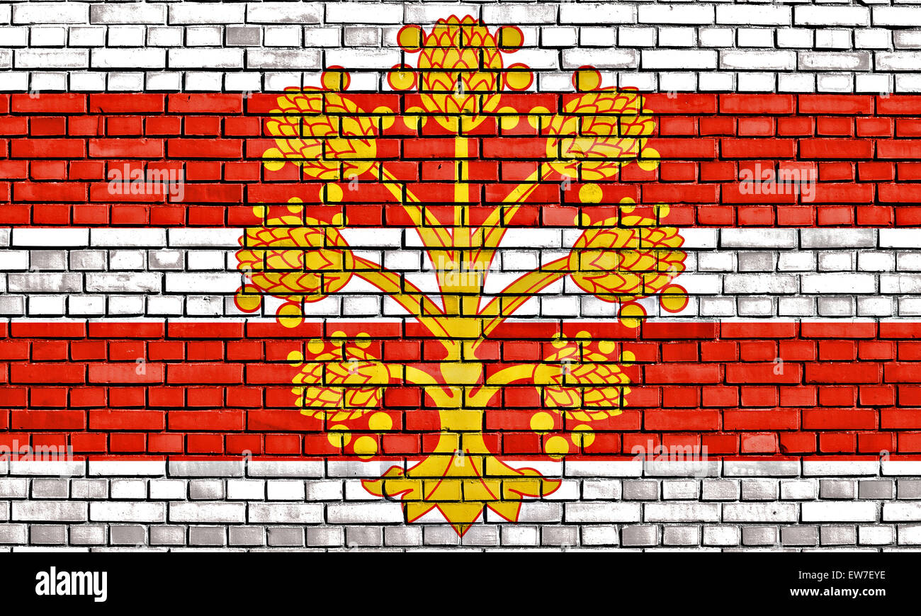 flag of Westmorland painted on brick wall Stock Photo