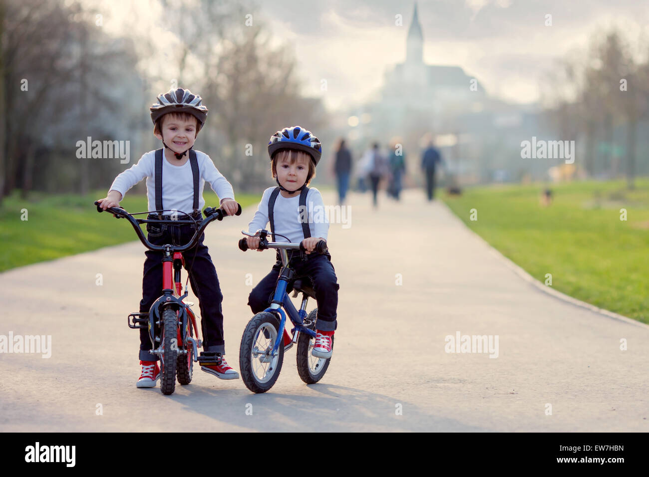 boys riding bikes