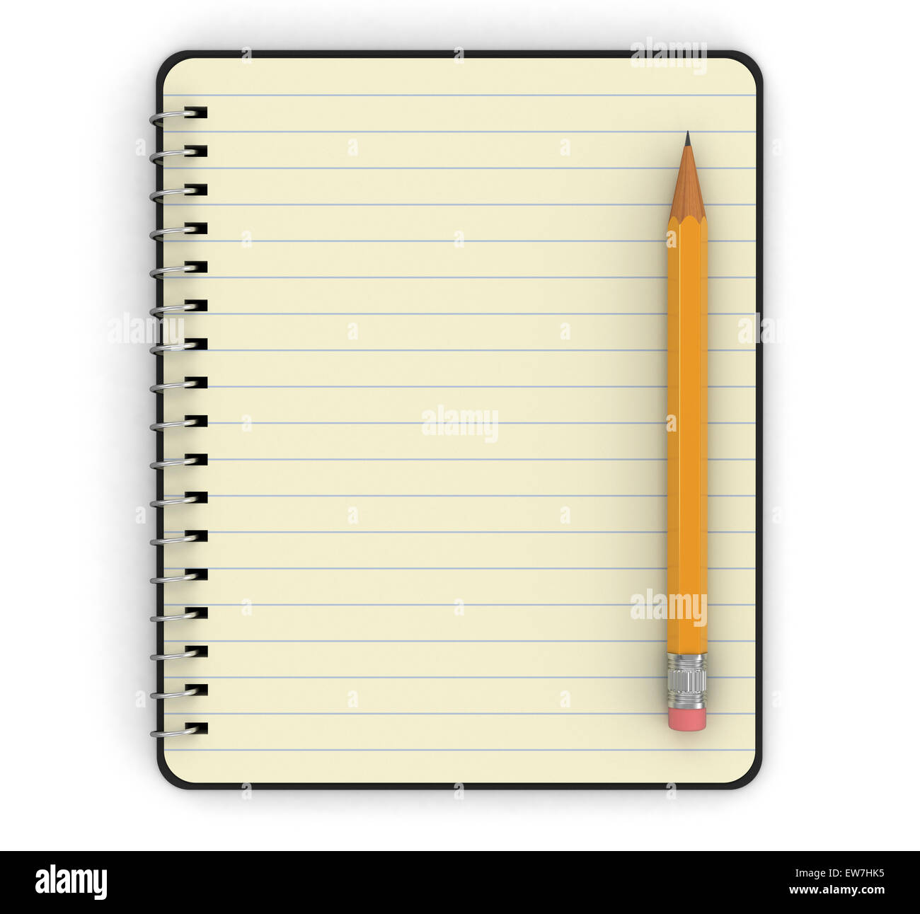 Notepad and Pencil (clipping path included Stock Photo - Alamy
