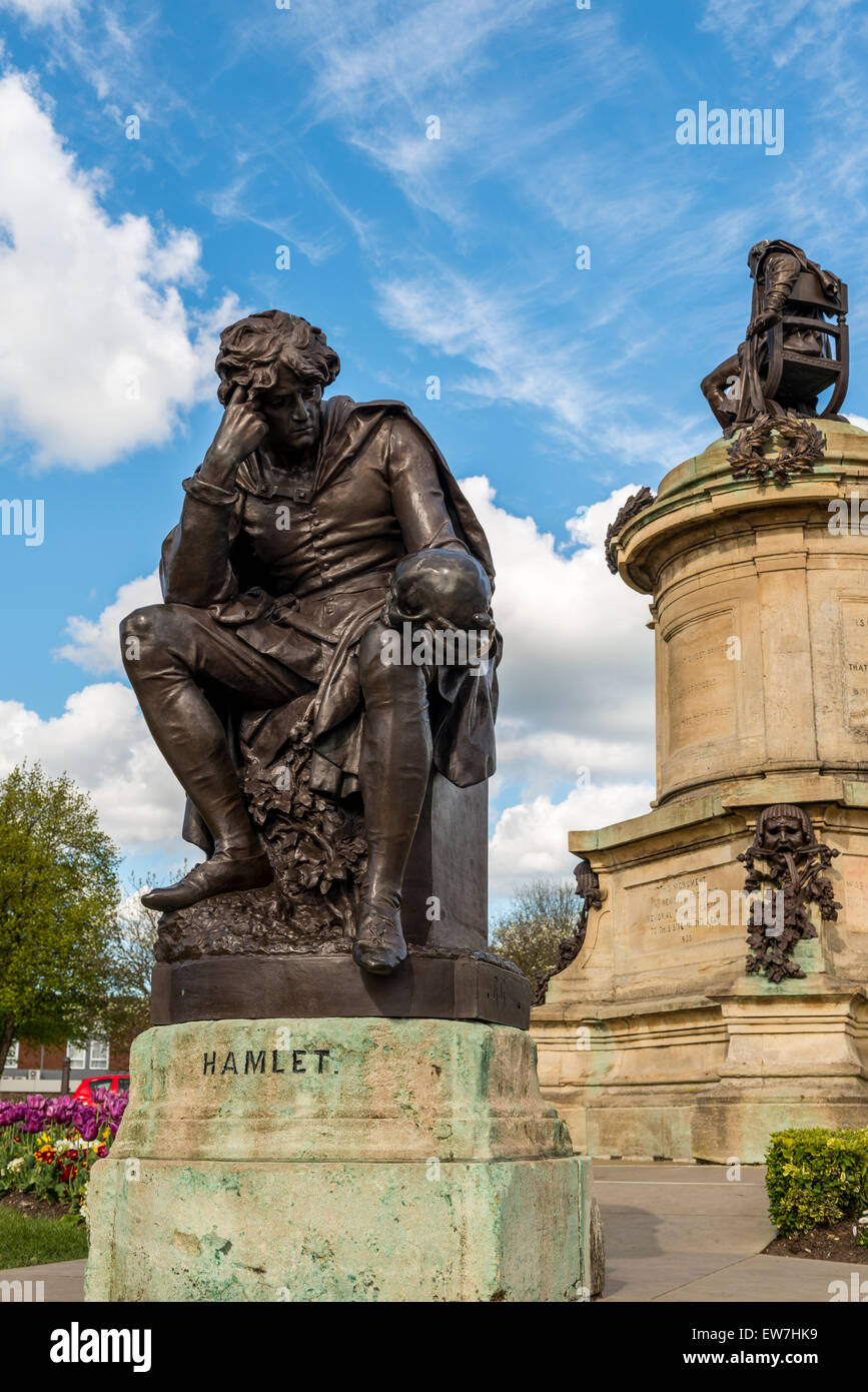 Statue of Hamlet outside the Swan Theatre in Stratford upon Avon, birthplace of Shakespeare Stock Photo
