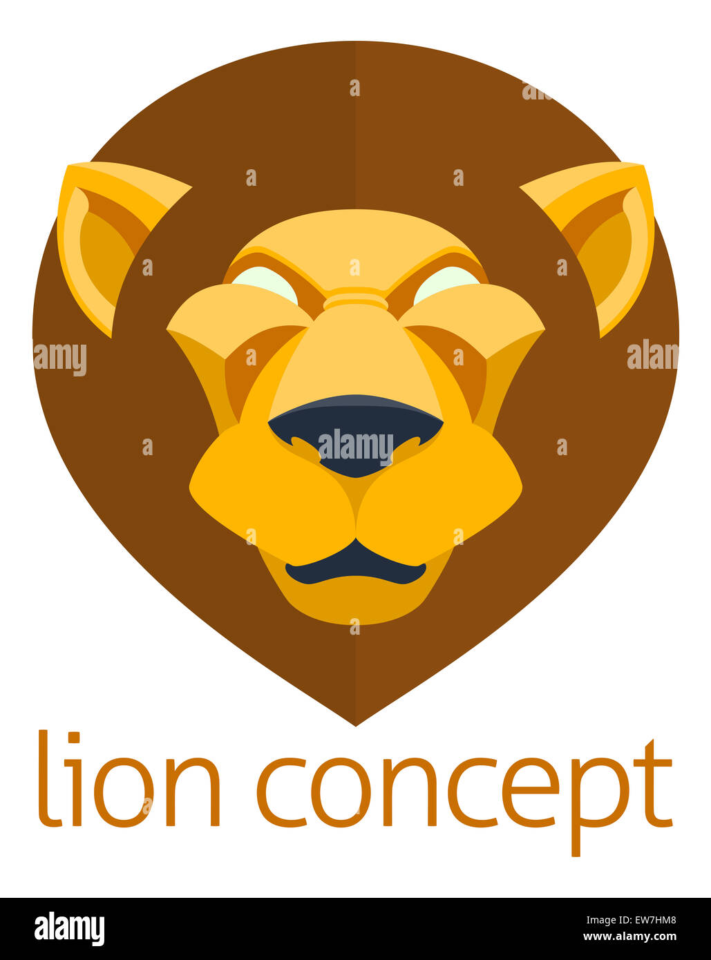 An illustration of a stylised lion head from the front Stock Photo