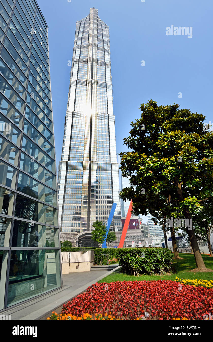 Shanghai Pudong City Oriental Pearl television tower, Jin Mao Tower, World Financial Center China Stock Photo