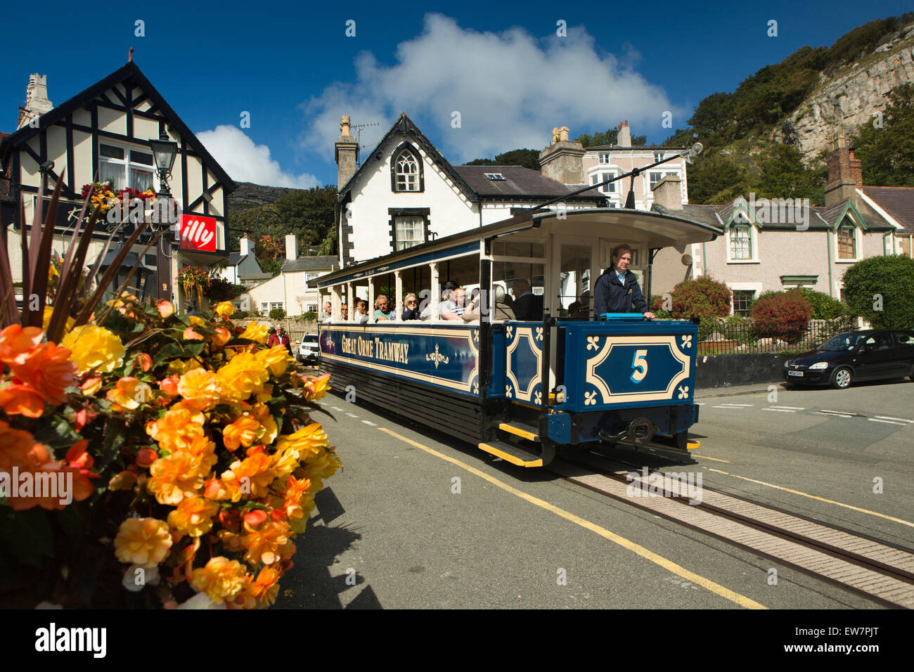 UK, Wales, Conwy, Llandudno, Old Road, Great Orme Tramway, tram