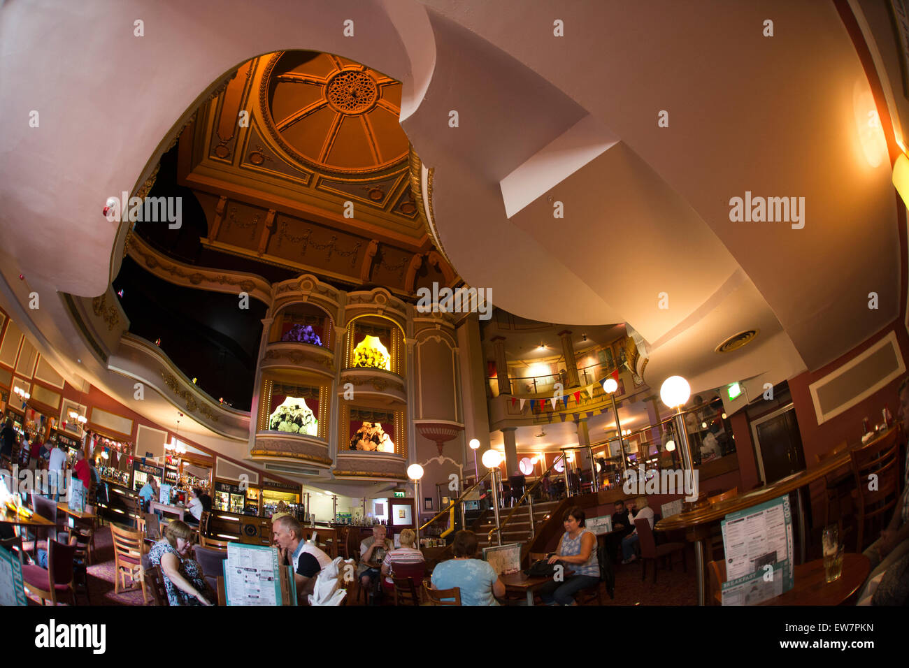 UK, Wales, Conwy, Llandudno, Gloddaeth Street, Wetherspoon’s Palladium pub in former cinema, interior Stock Photo