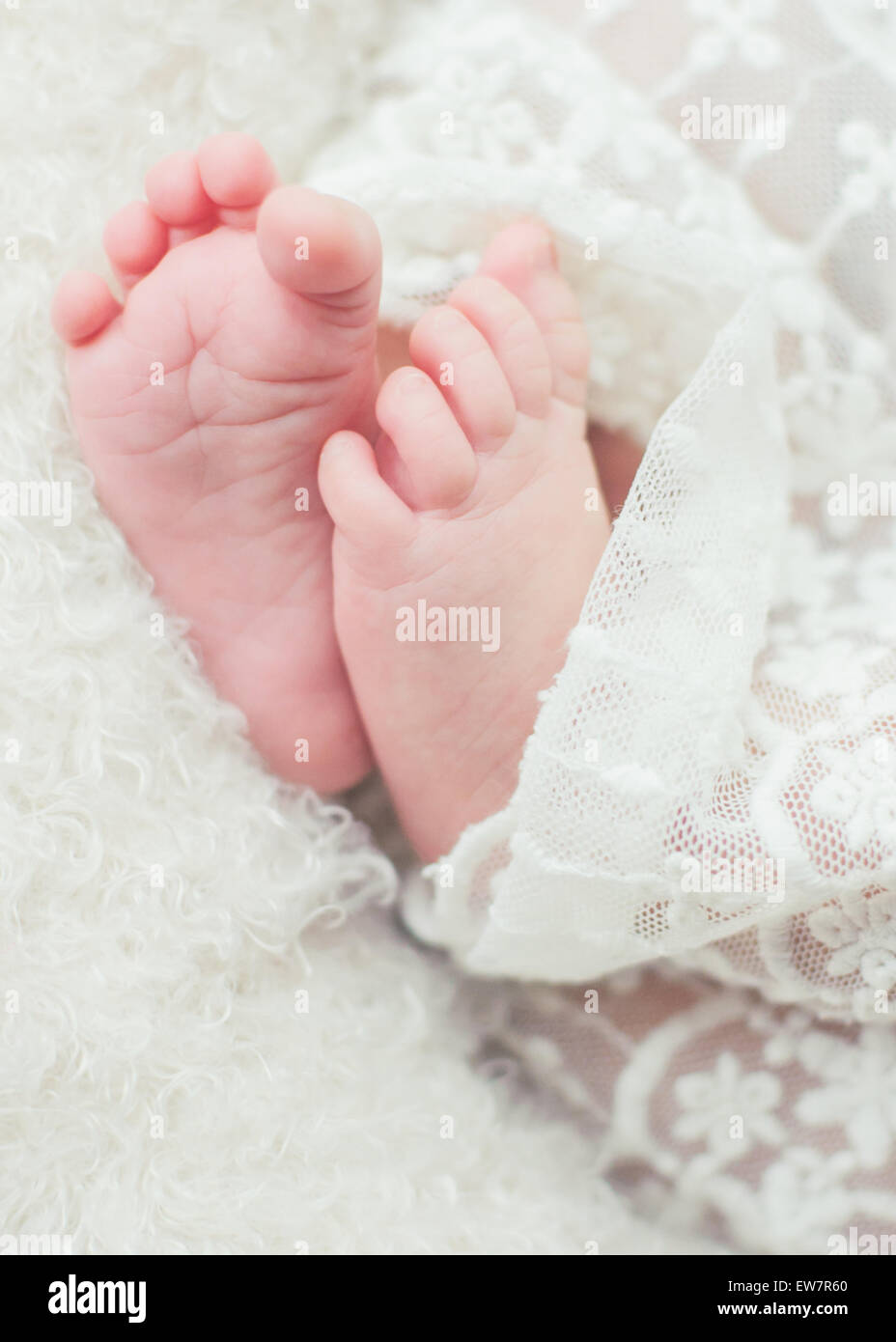 Baby's foot, low section (3-6 months), close-up stock photo
