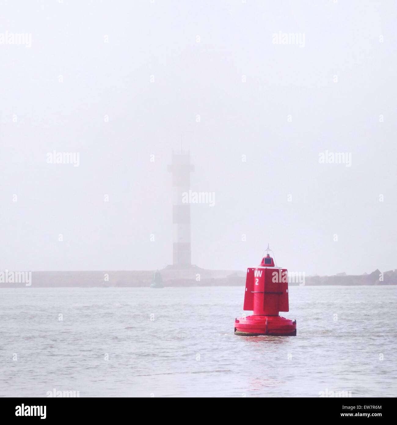 Close up of a red navigational buoy, Hook of Holland, The Netherlands