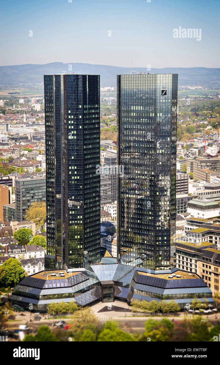 Twin towers of the Deutsche Bank in Frankfurt Stock Photo - Alamy