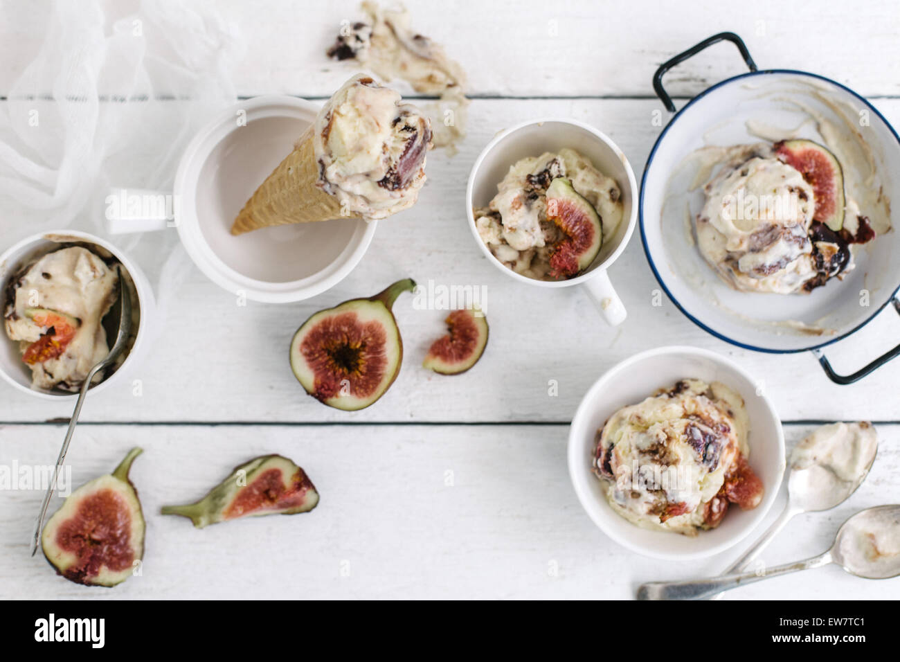 Fig icecream scoops and cones Stock Photo Alamy