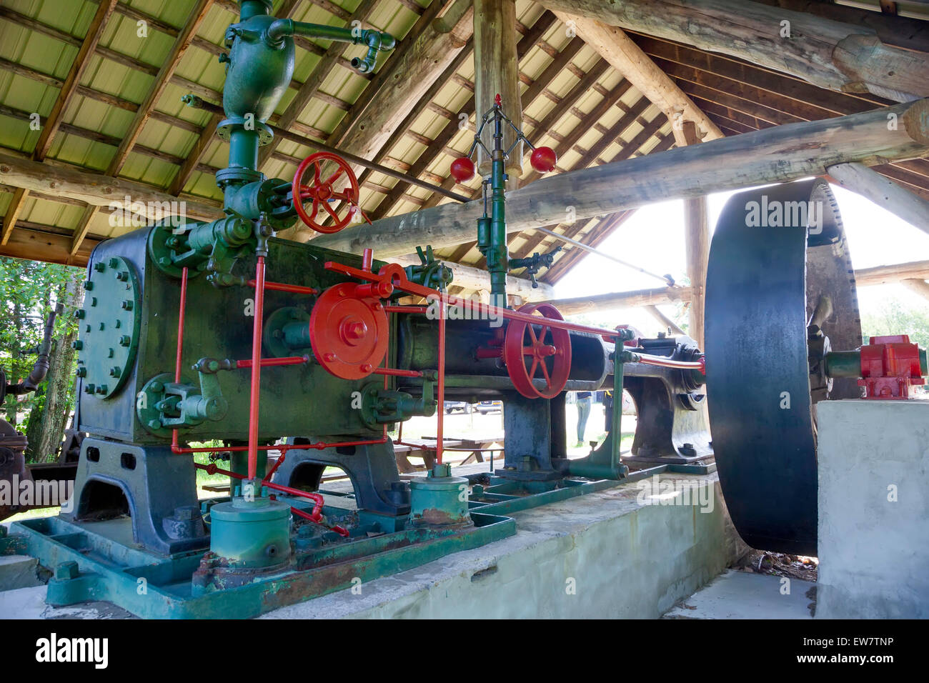 Steam powered saw mill wood or log cutter old historic in Ontario