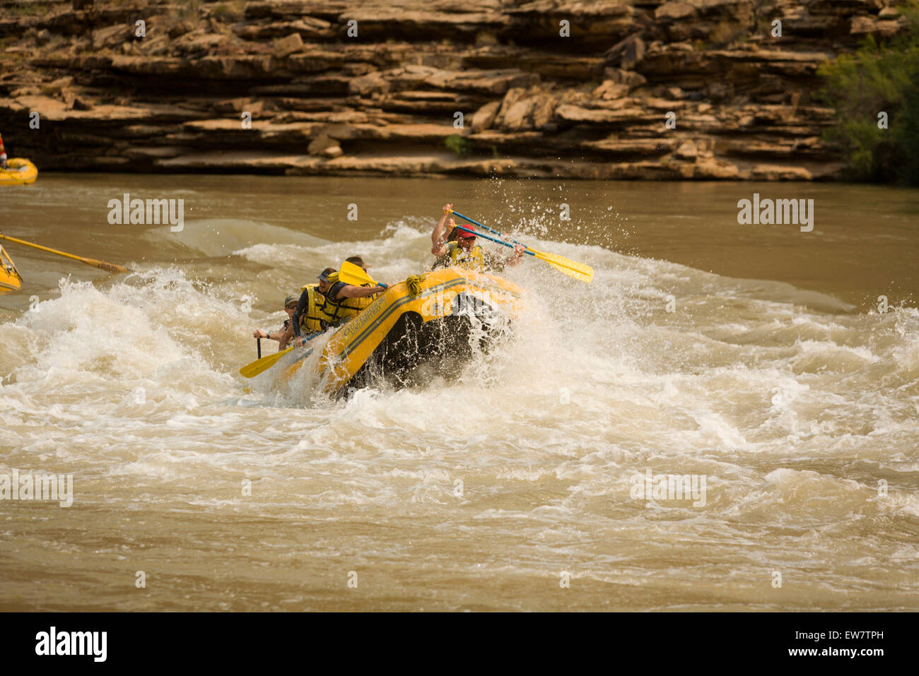 People rafting on a river deep in a canyon Stock Photo - Alamy