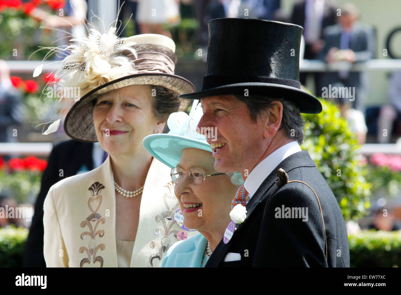 18.06.2015 - Ascot; Princess Anne (Anne Elizabeth Alice Louise) and Queen Elizabeth II before the Ribblesdale Stakes (Group 2) at Royal Ascot. Credit: Lajos-Eric Balogh/turfstock.com Stock Photo