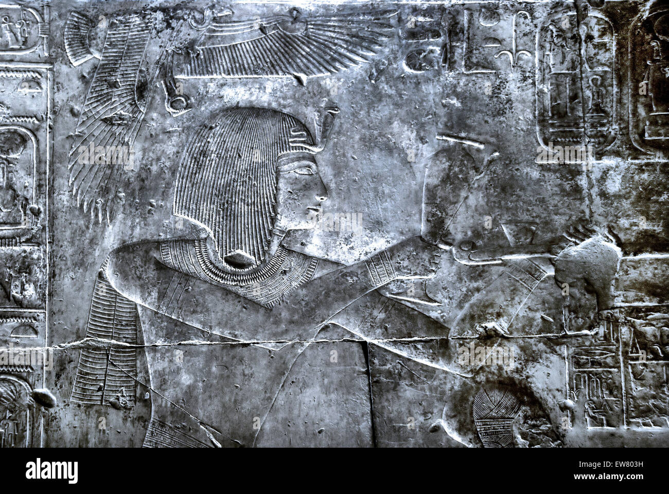 Abydos,Egypt, the mortuary temple of pharaoh Seti I, Menmaatra, (XIX° dyn. 1321-1186 B.C.), King's List. Stock Photo