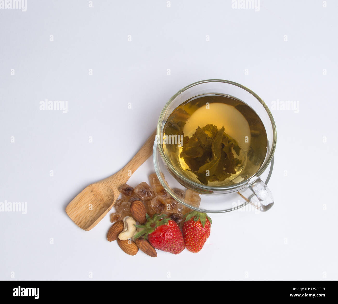 tea with strawberries and nuts Stock Photo