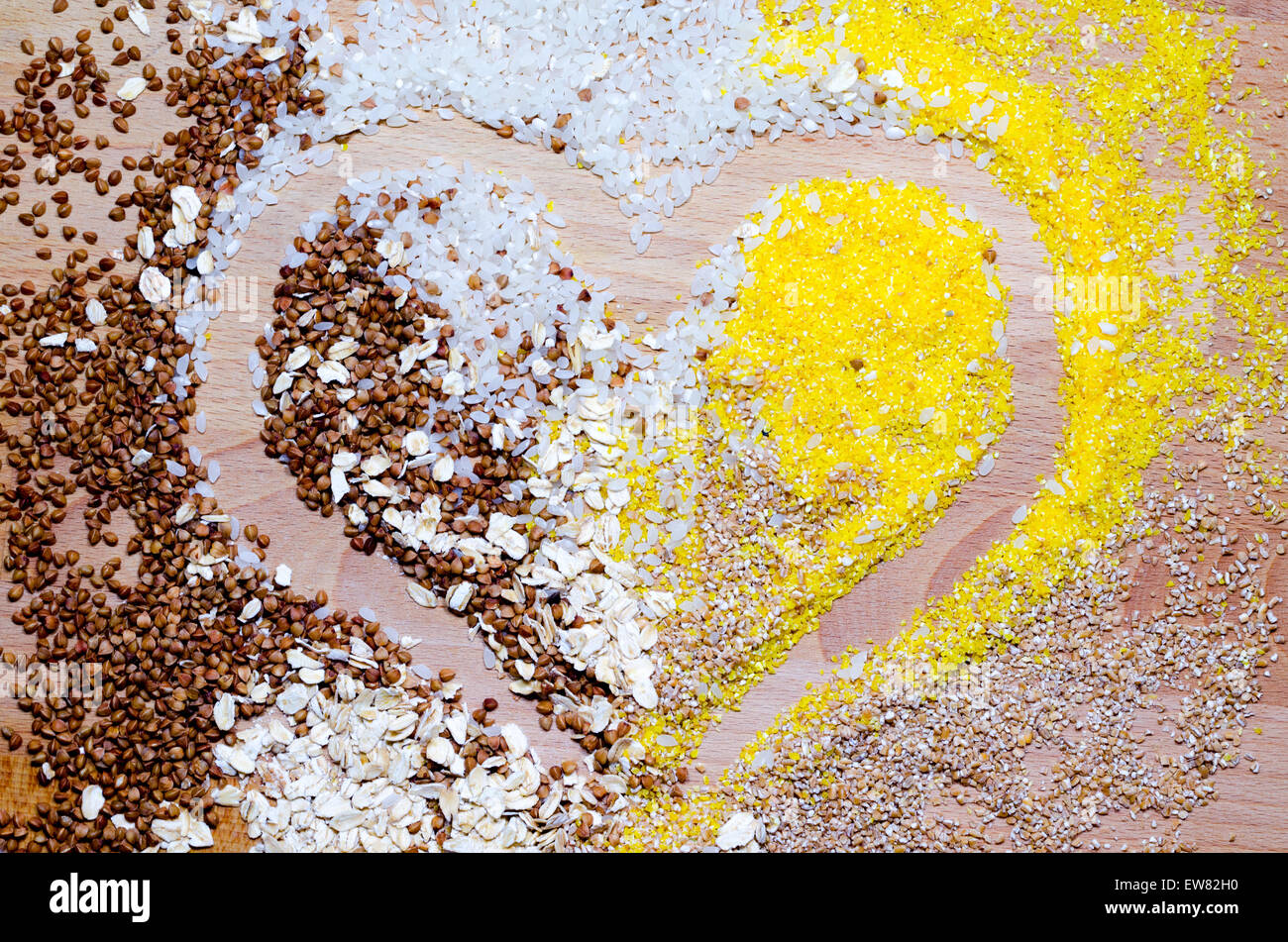 wheat, buckwheat, corn and oats Stock Photo Alamy