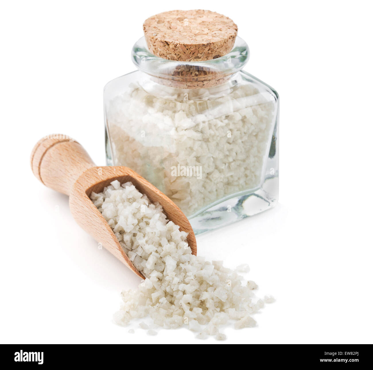English gray salt in a glass bottle Stock Photo