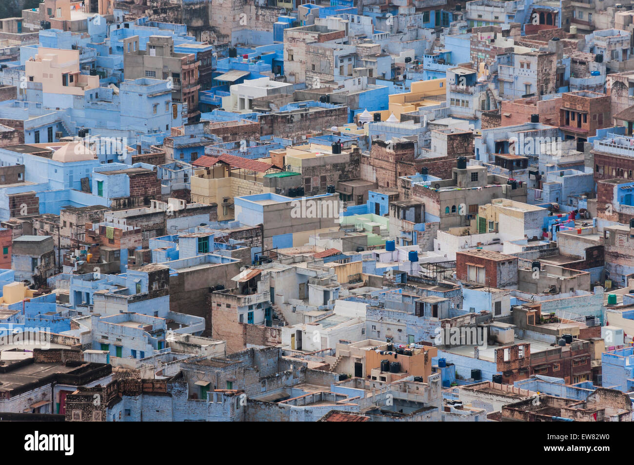 Arial view of houses in Jodhpur city, Rajasthan, India. Stock Photo