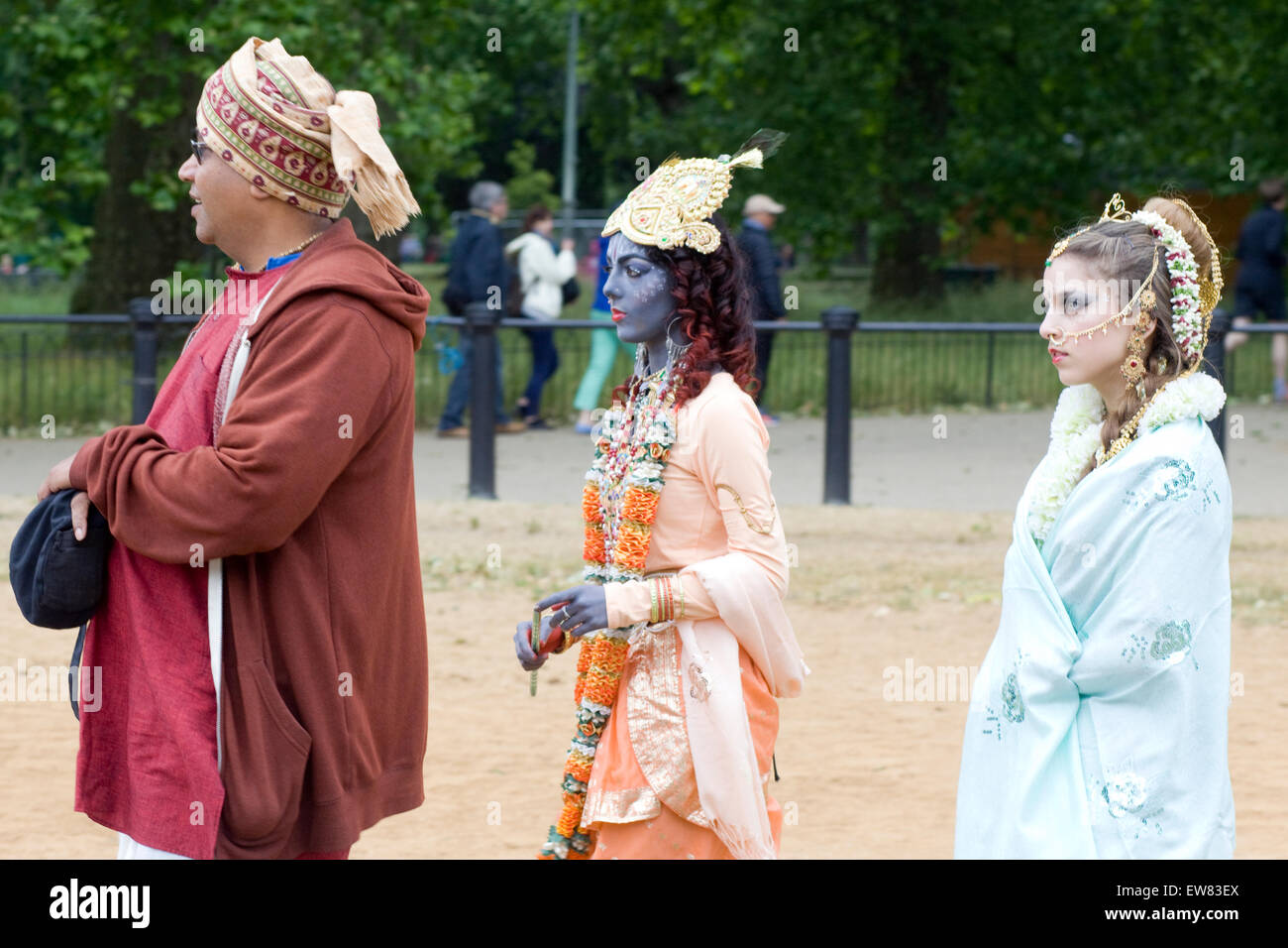 Girls in costumes of Krishna and his mistress/wife Radha,The Rathayatra