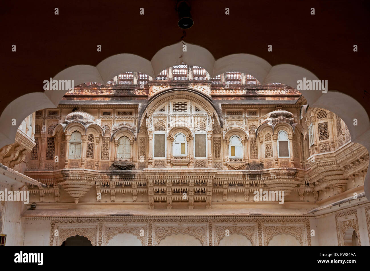 Arch and ornate window at Mehrangarh fort, Jodhpur, Rajasthan Stock ...