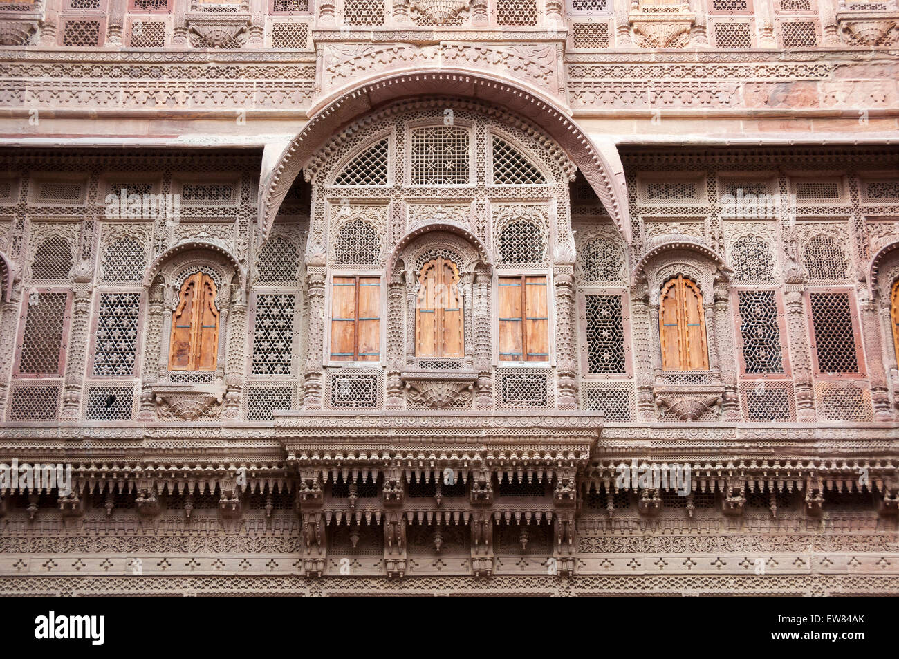 Ornate window at Mehrangarh fort, Jodhpur, Rajasthan Stock Photo