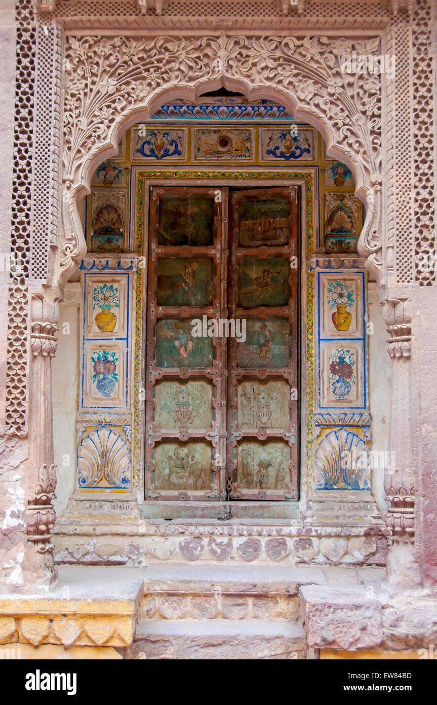 An ornate door at Mehrangarh fort, Jodhpur, Rajasthan Stock Photo