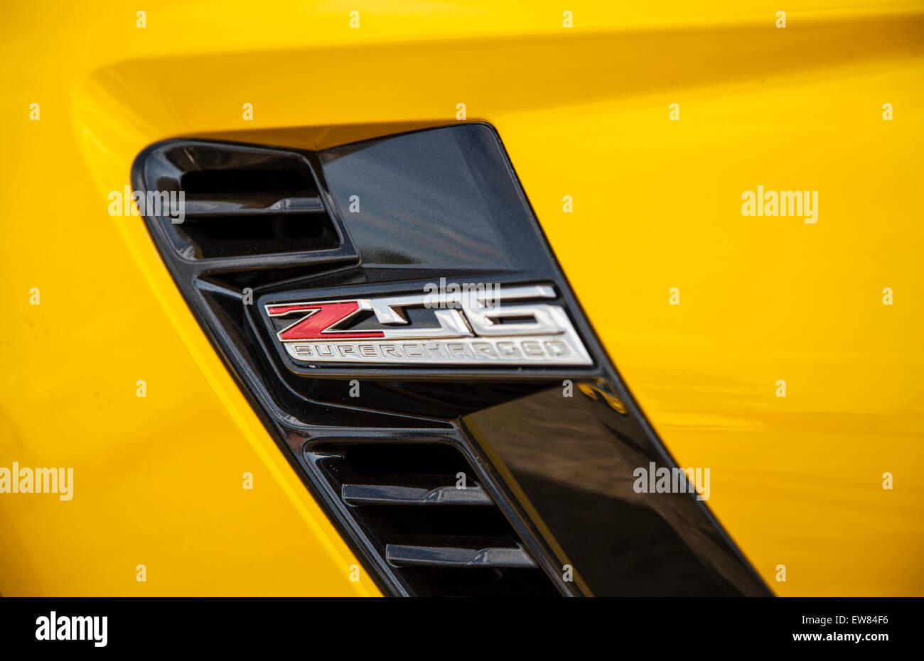 Z06 Yellow Corvette at 12 Hours of Sebring Car race in Sebring Florida Stock Photo