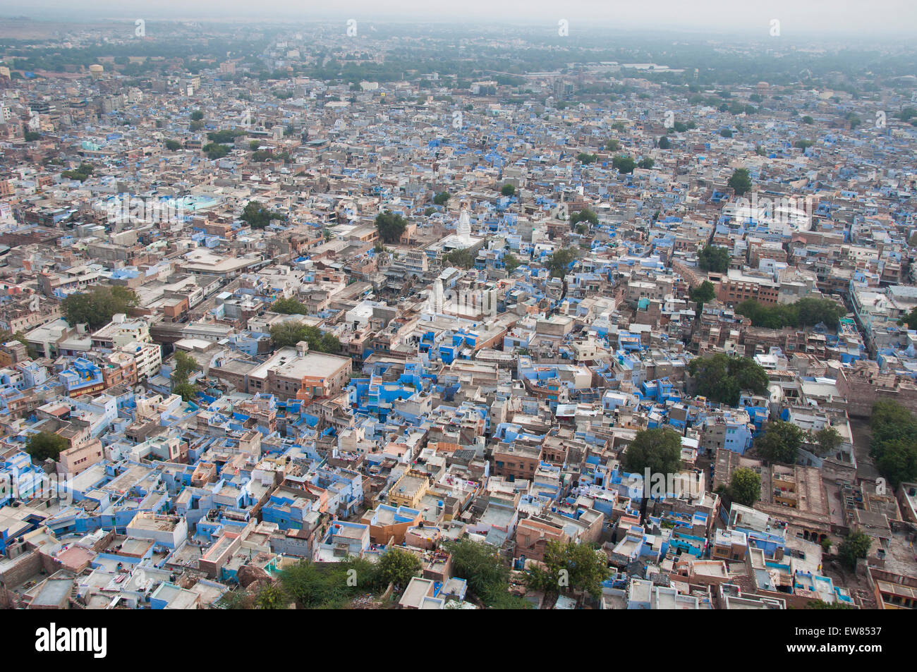 Arial view of houses in Jodhpur city, Rajasthan, India. Stock Photo