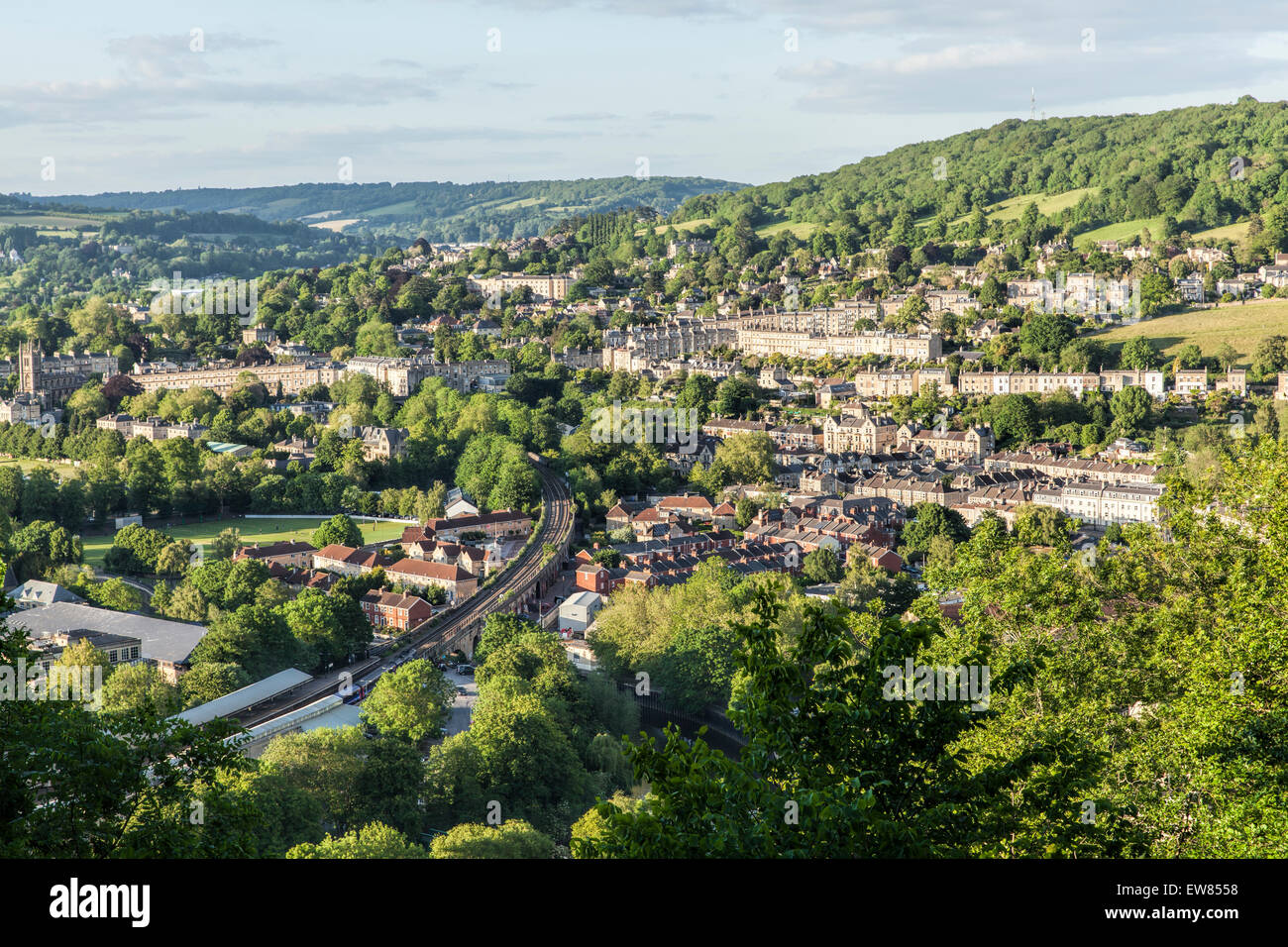 View of Bath from Alexandra hill just outside the city centre Stock Photo
