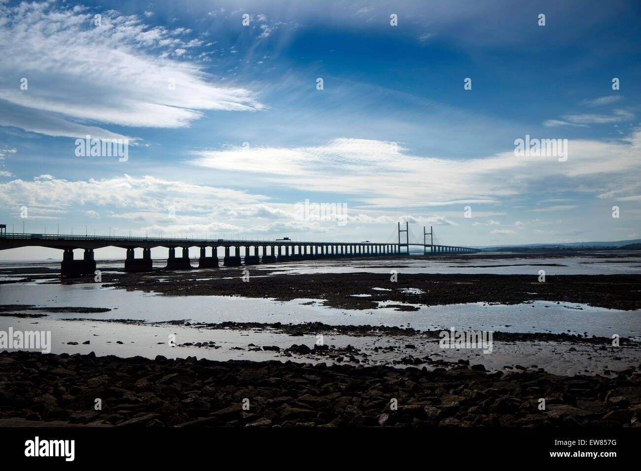 Second Severn Crossing, the M4 motorway crossing the River Severn Estuary from England to Wales Stock Photo